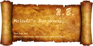 Molnár Barakony névjegykártya